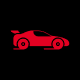 Red sports car icon with sleek design.