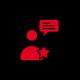 Red icon of a person with a star symbol.